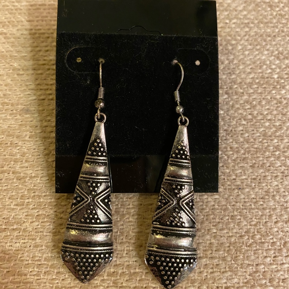 Silver boho teardrop earrings